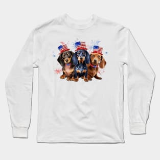 4th of July Dachshund Dogs #3 Long Sleeve T-Shirt